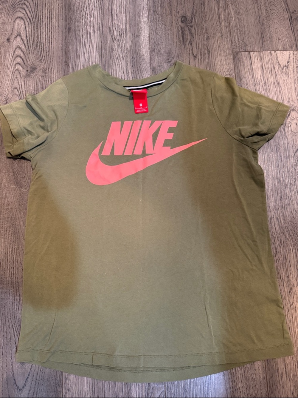 Nike Olive Green Tee with Pink Logo